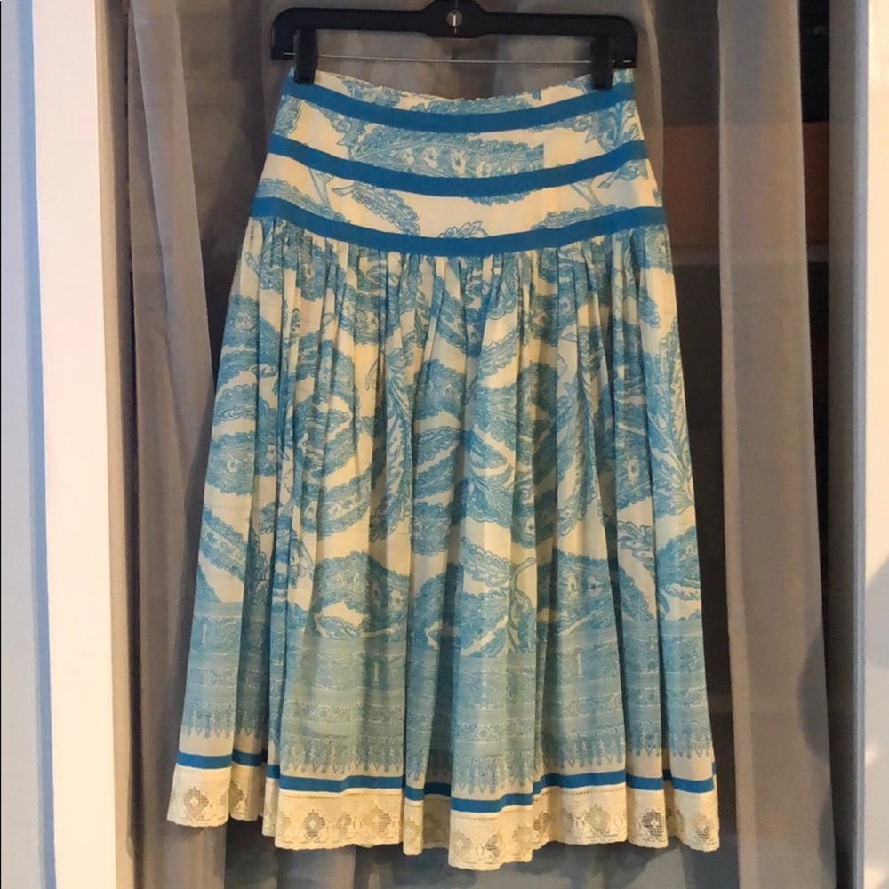 Tracey Reese midi paisley and lace  skirt